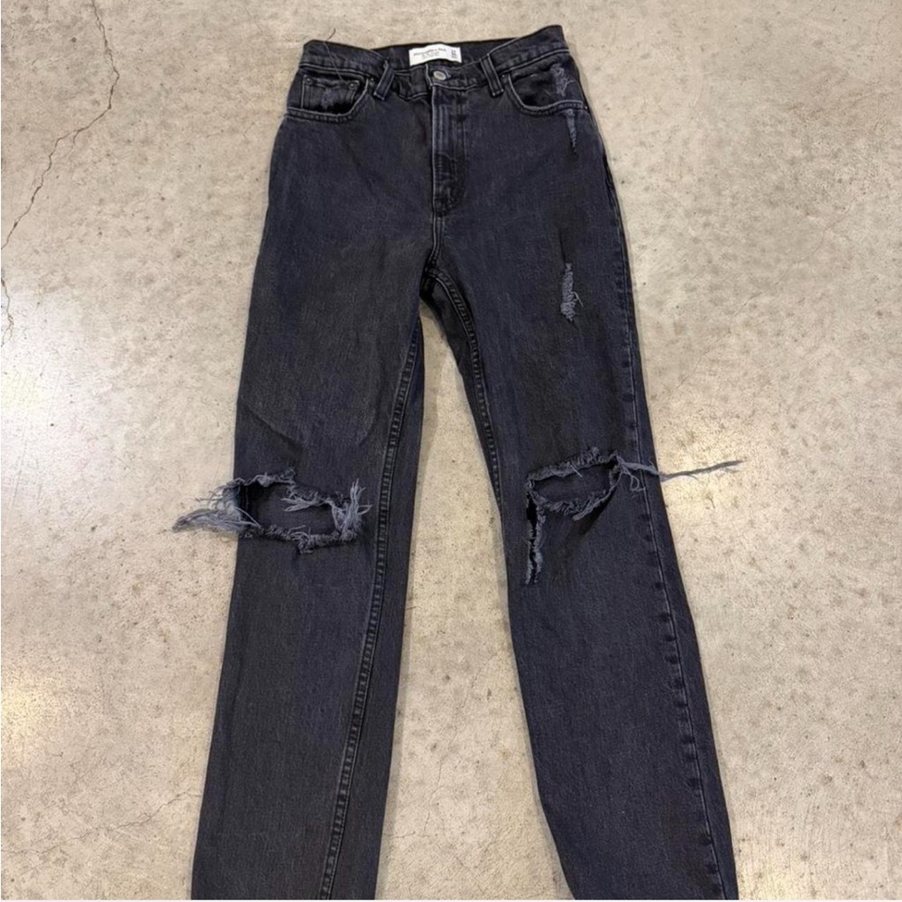 Abercrombie & Fitch Distressed Dark Gray Women's Jeans